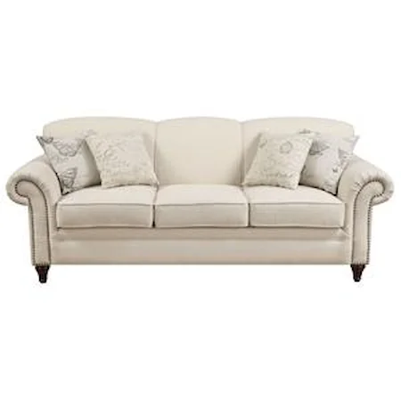 Antique Inspired Sofa with Nail Head Trim